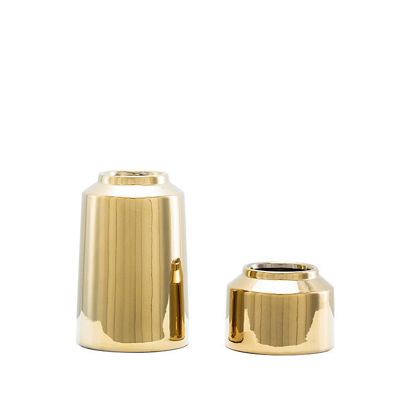 Brass Golden Ceramic Vase Nordic Home Living Room Decoration Dried Flowers Pen Holder Floral