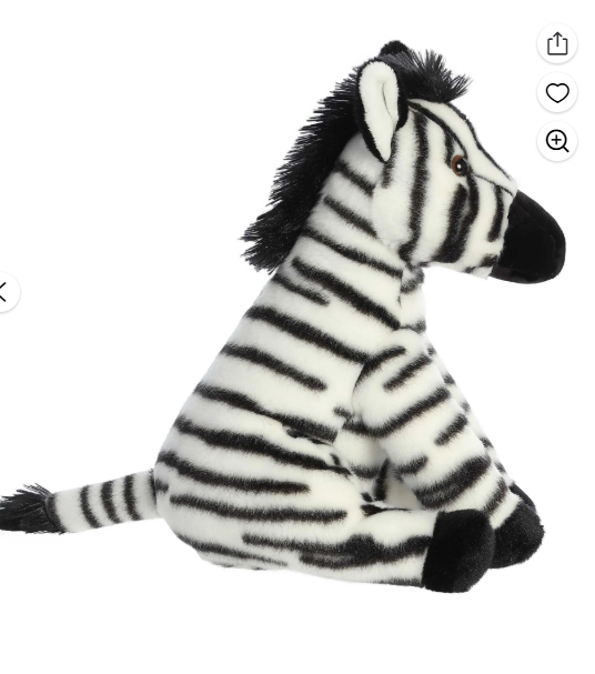 Aurora 12" Zebra Plush – Destination Nation Medium White Stuffed Animal Toy | Soft & Cuddly Safari Gift
