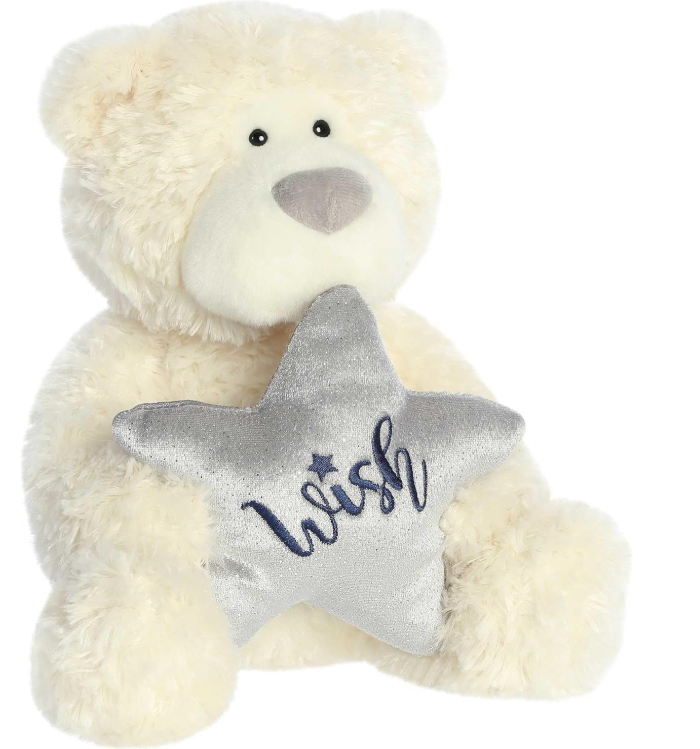 Aurora® Festive Holiday Wish Bear™ Stuffed Animal - Seasonal Cheer - Heartwarming Gifts - Off-White 12 Inches
