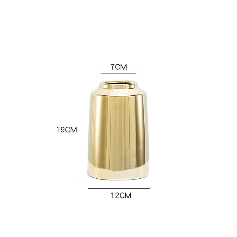 Brass Golden Ceramic Vase Nordic Home Living Room Decoration Dried Flowers Pen Holder Floral
