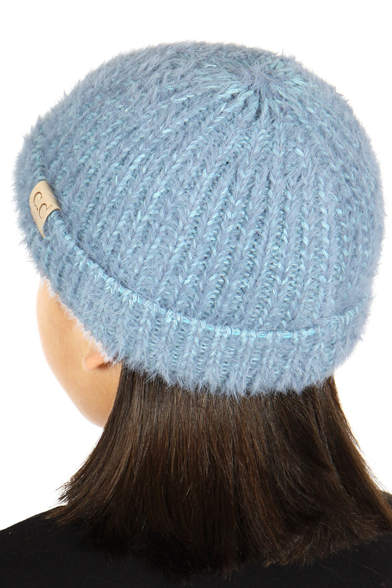 C.C Kids' Fuzzy Two Tone Beanie DENIM
