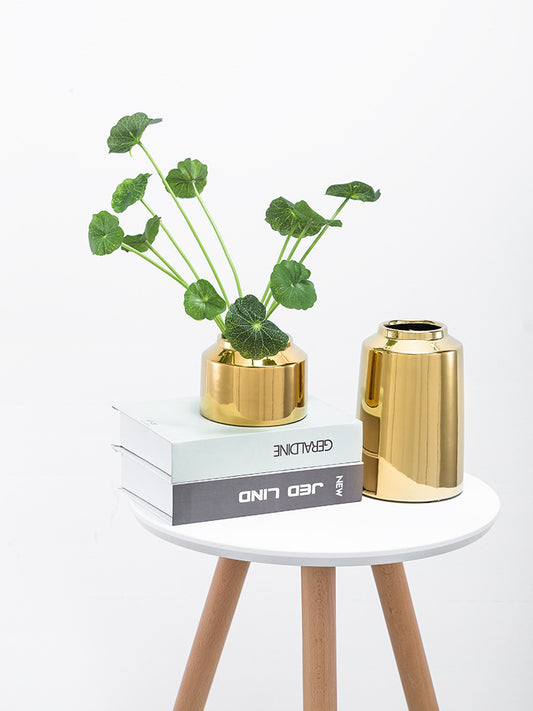 Brass Golden Ceramic Vase Nordic Home Living Room Decoration Dried Flowers Pen Holder Floral