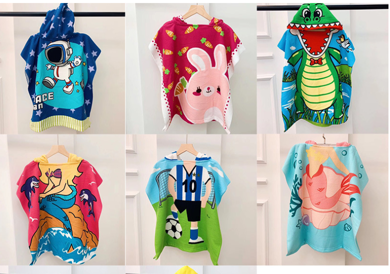 Children's Bath Towel Cloak Cartoon Print Baby Hooded Cloak
