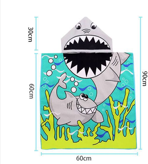 Children's Bath Towel Cloak Cartoon Print Baby Hooded Cloak