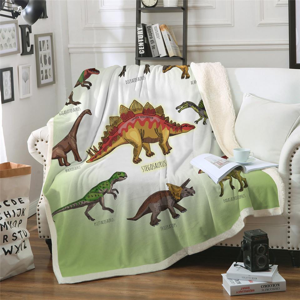 Children Dinosaur Fluffy Soft Throw Blanket