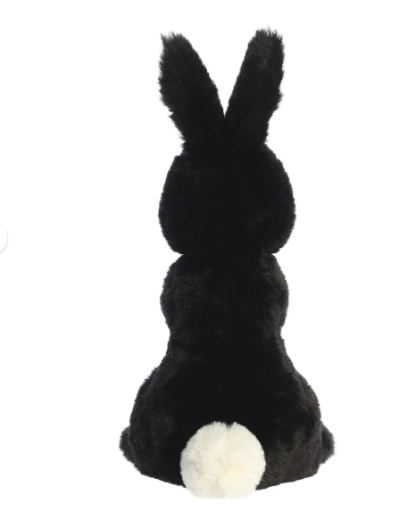 Aurora 14-inch Vibrant Spring Sitting Pretty Bunny Plush in black and white upright position — soft decorative stuffed animal toy available at Lotatoy Children Toys and More