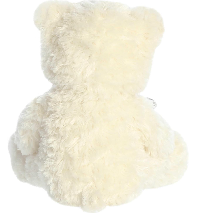 back of white plush teddy bear, eco-friendly Christmas stuffed animal gift