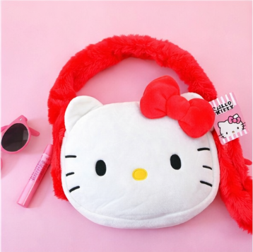 Hello Kitty-themed bag on a pink background