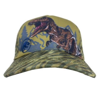 Official Jurassic World kids cap featuring a roaring T-Rex design! Adjustable fit, durable fabric, and adventure-ready style for boys and girls who love dinosaurs.