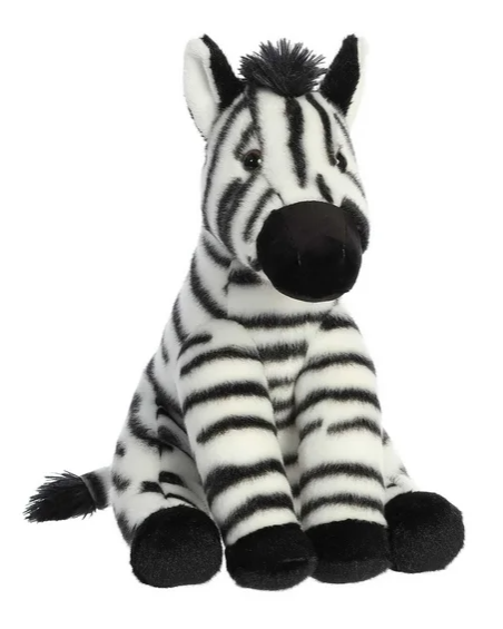 Aurora Destination Nation 12-inch Zebra Plush Toy sitting uprigh