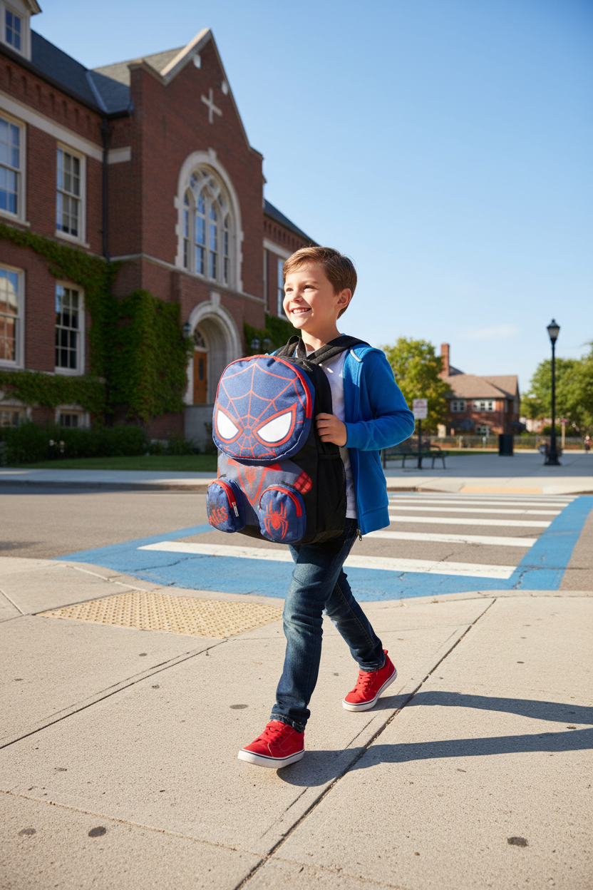 Spidey & Friends Miles Front Body 16 Backpack with 3 Zipper Pockets