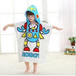 Children's Bath Towel Cloak Cartoon Print Baby Hooded Cloak