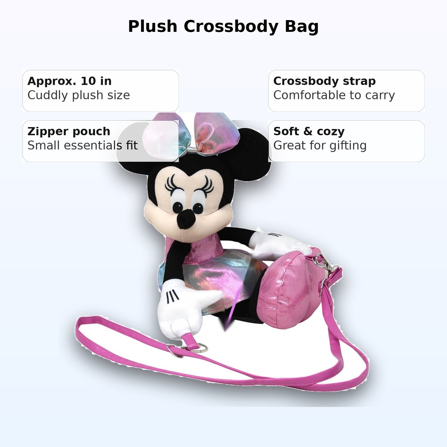 Minnie Plush Hugger Crossbody with PU strap