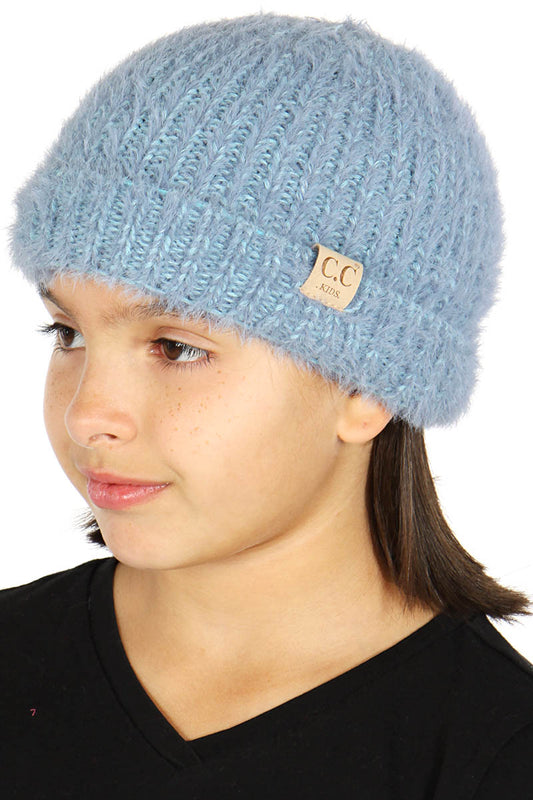 C.C Kids' Fuzzy Two Tone Beanie DENIM